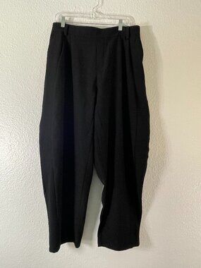 Halara Pleated Balloon Barrel Leg Work Pants Trousers Black Women's Size L